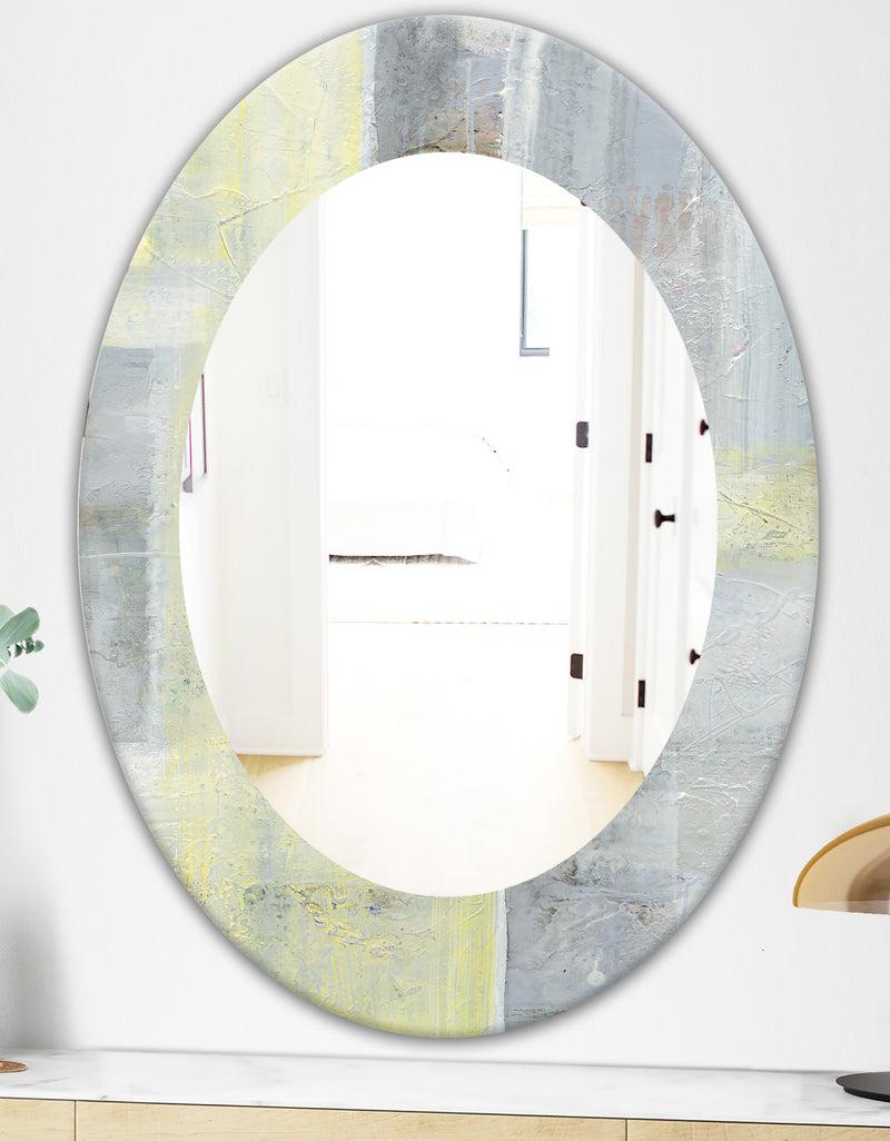 DesignQ Patchwork Abstract II - Modern Mirror - Oval Or Round Wall Mirror