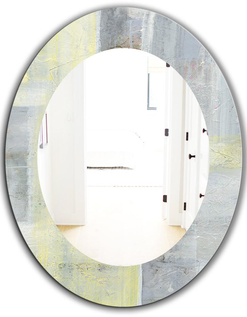 DesignQ Patchwork Abstract II - Modern Mirror - Oval Or Round Wall Mirror