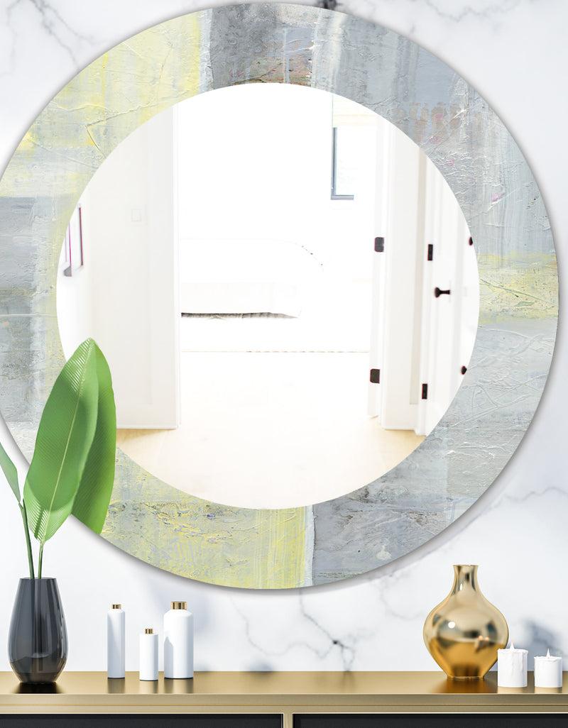 DesignQ Patchwork Abstract II - Modern Mirror - Oval or Round Wall Mirror