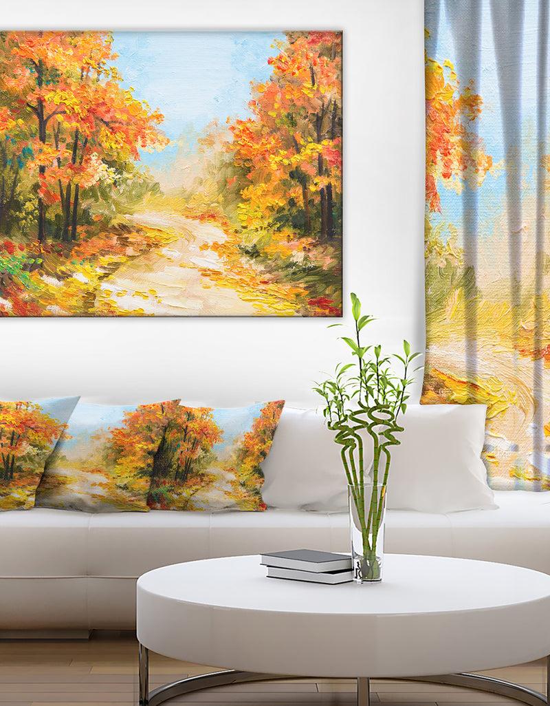 DesignQ Path in Autumn Forest - Landscape Canvas Artwork