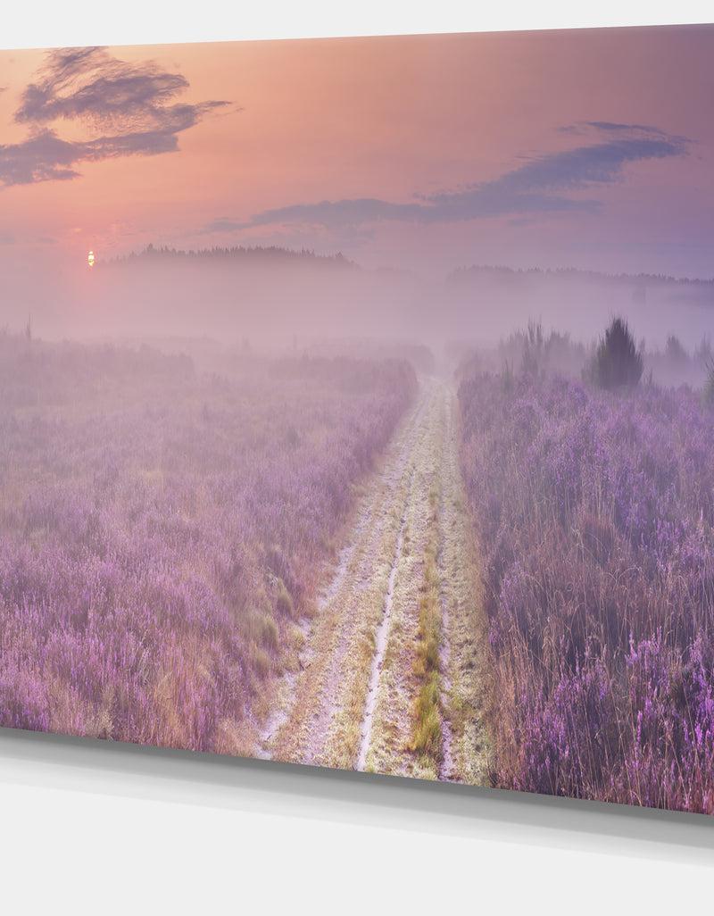 DesignQ Path Through Blooming Heather - Landscape Art Canvas Print
