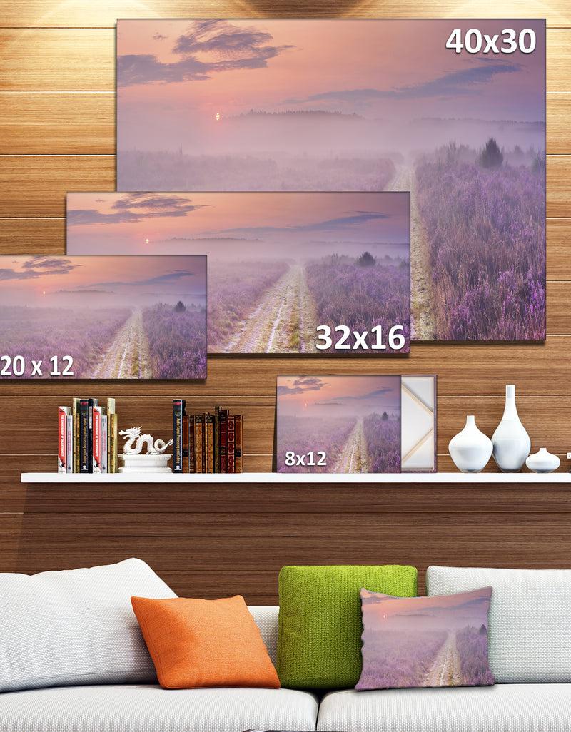 DesignQ Path Through Blooming Heather - Landscape Art Canvas Print