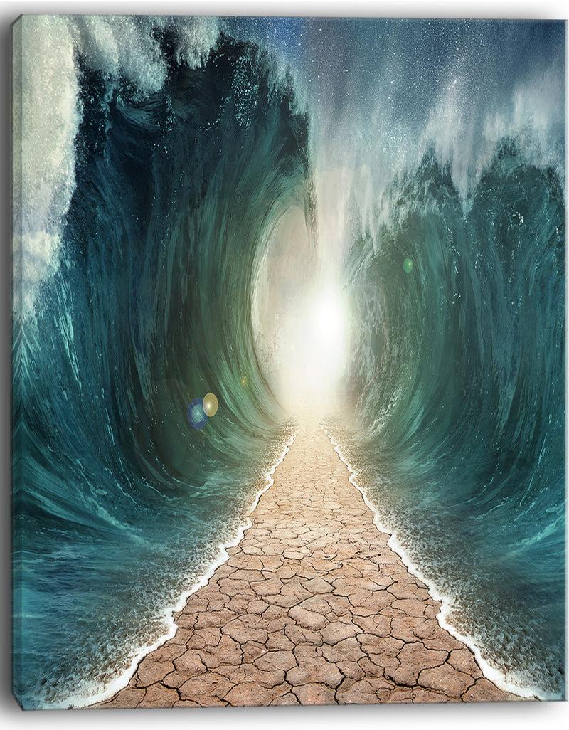 DesignQ Pathway Through The Parted Seas - Large Seashore Canvas Print
