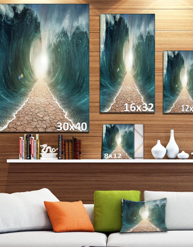 DesignQ Pathway Through The Parted Seas - Large Seashore Canvas Print
