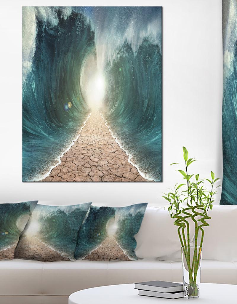 DesignQ Pathway Through The Parted Seas - Large Seashore Canvas Print