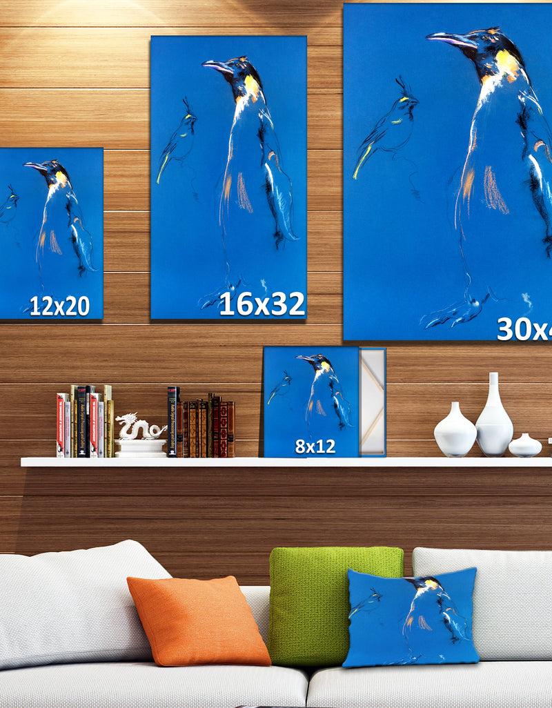 DesignQ Penguin Sketch - Animals Sketch Painting Print On Wrapped Canvas