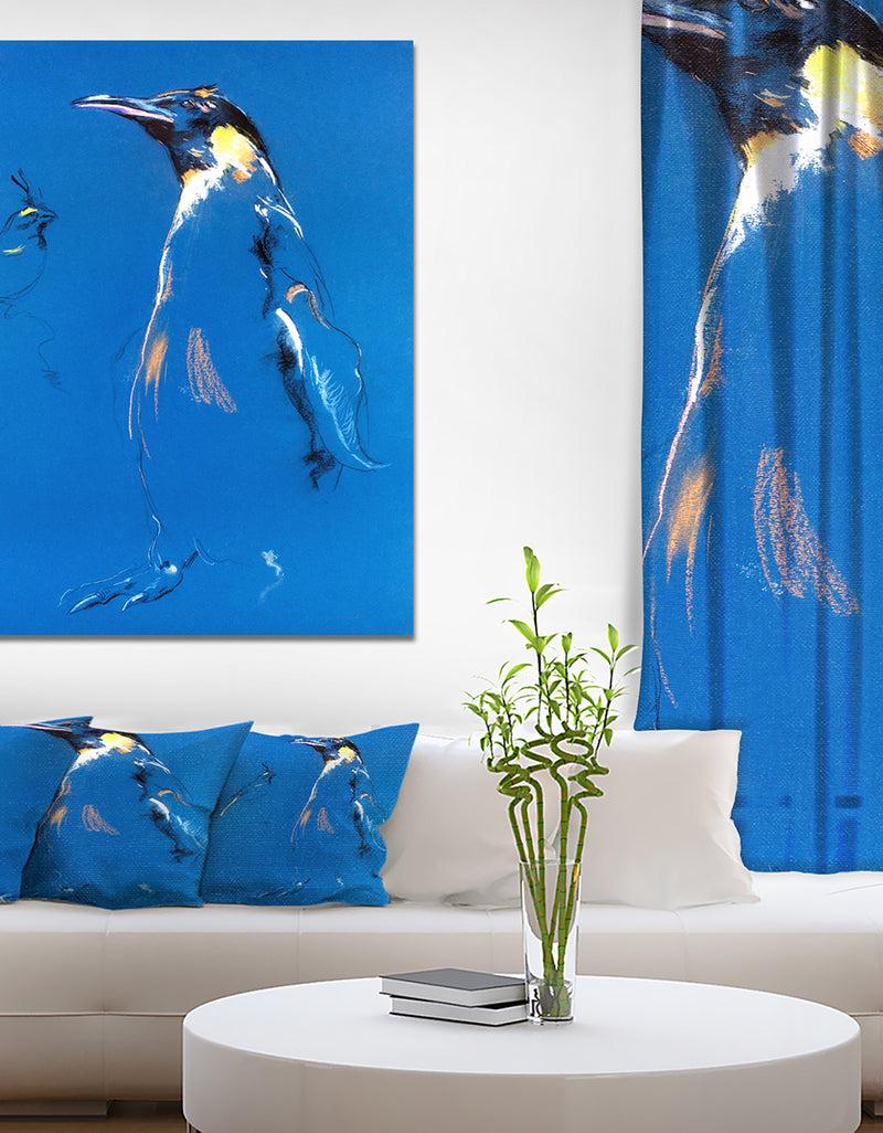 DesignQ Penguin sketch - Animals Sketch Painting Print on Wrapped Canvas