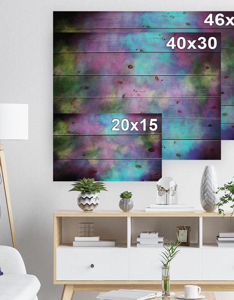 DesignQ Perfect Blue Purple Starry Sky - Abstract Print On Natural Pine Wood