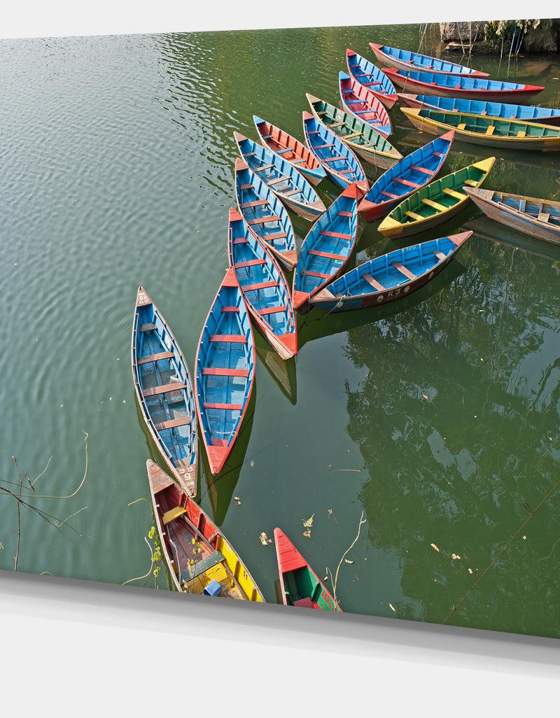 DesignQ Phewa Lake In Pokhara Nepal - Boat Wall Artwork On Canvas