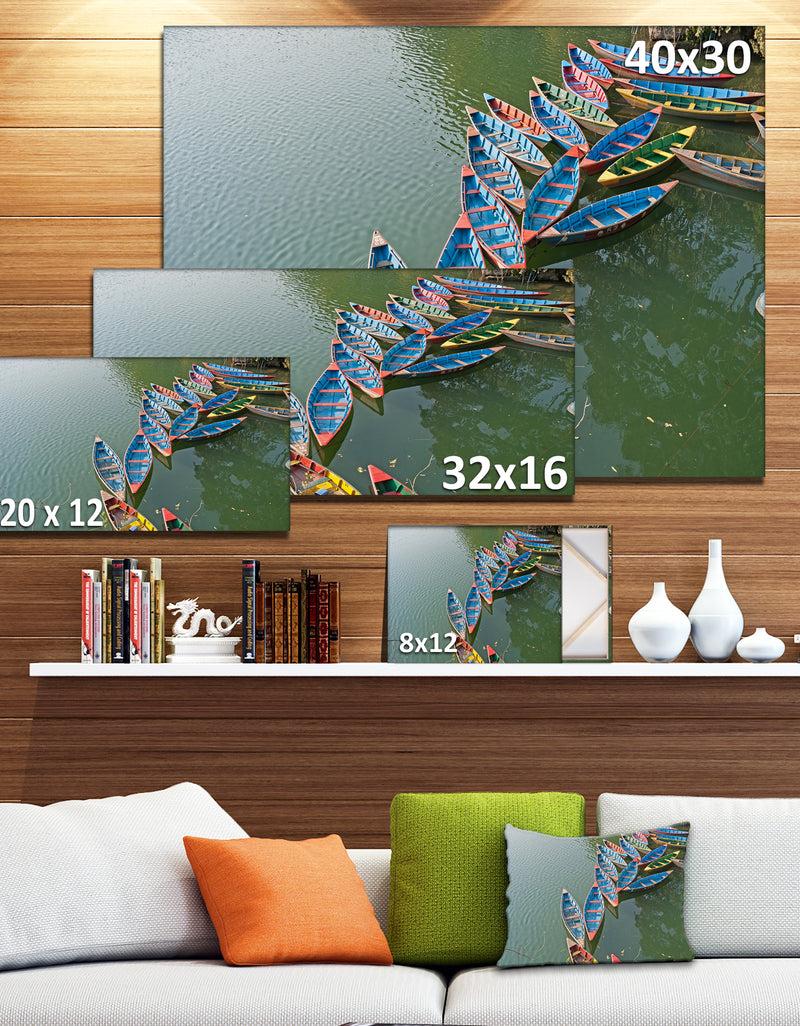 DesignQ Phewa Lake In Pokhara Nepal - Boat Wall Artwork On Canvas