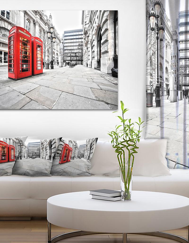 DesignQ Phone Booths on Street - Cityscape Canvas print