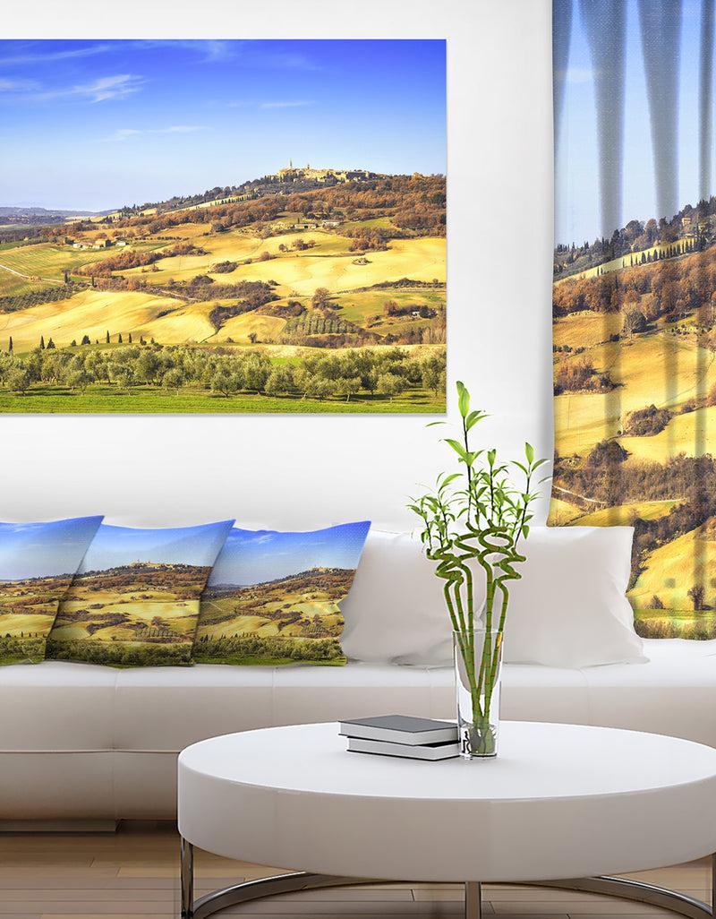 DesignQ Pienza Medieval Village Italy - Oversized Landscape Wall Art Print
