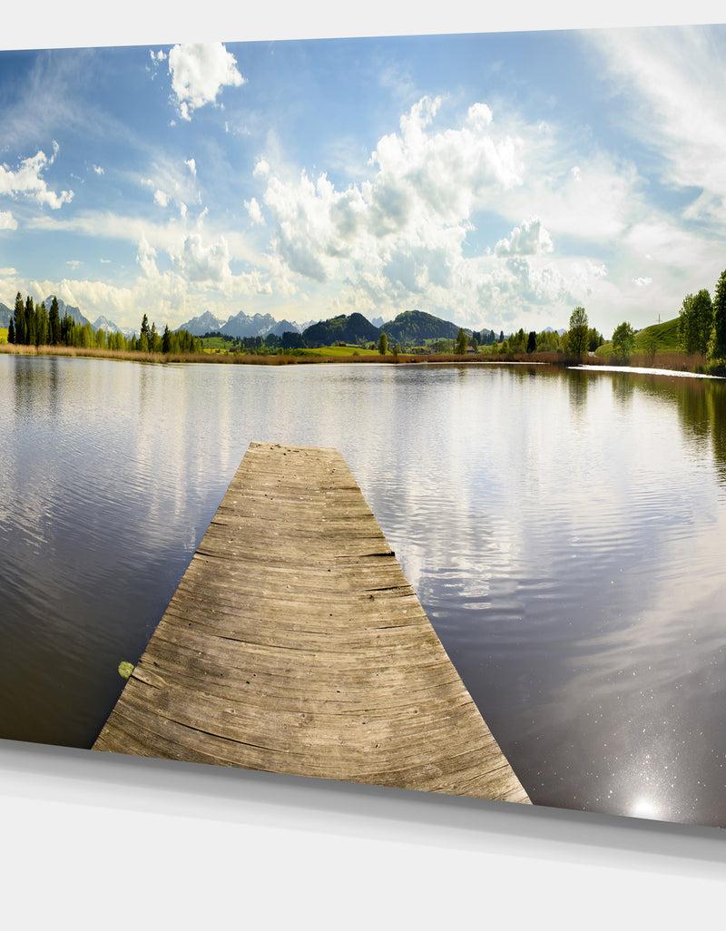 DesignQ Pier Into Sea Bavaria Panorama - Large Seascape Art Canvas Print