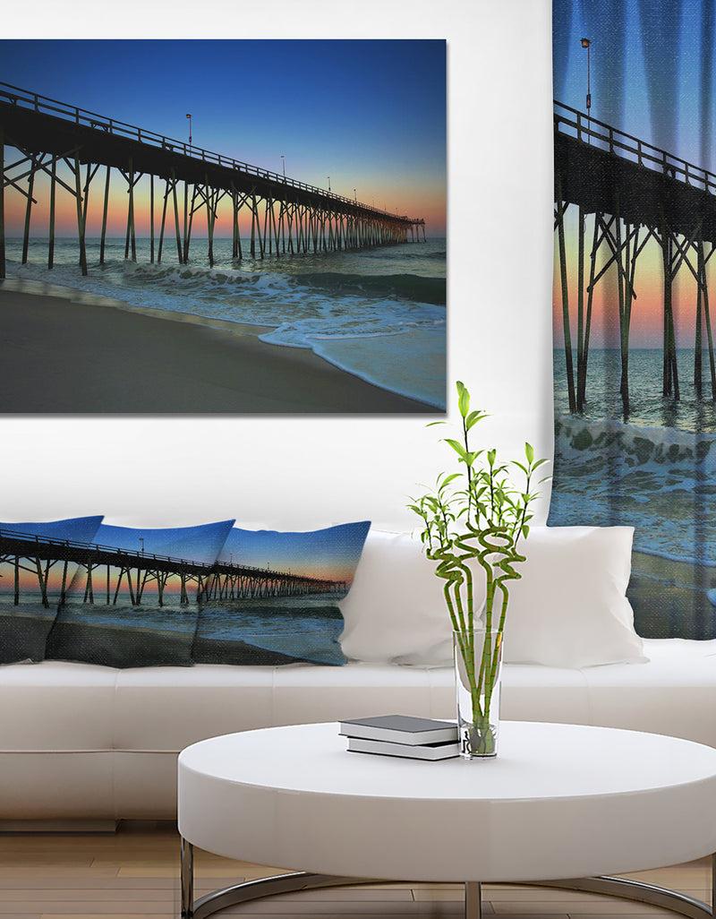 DesignQ Pier sunrise in Blue Sky - Sea & Shore Photography on wrapped Canvas