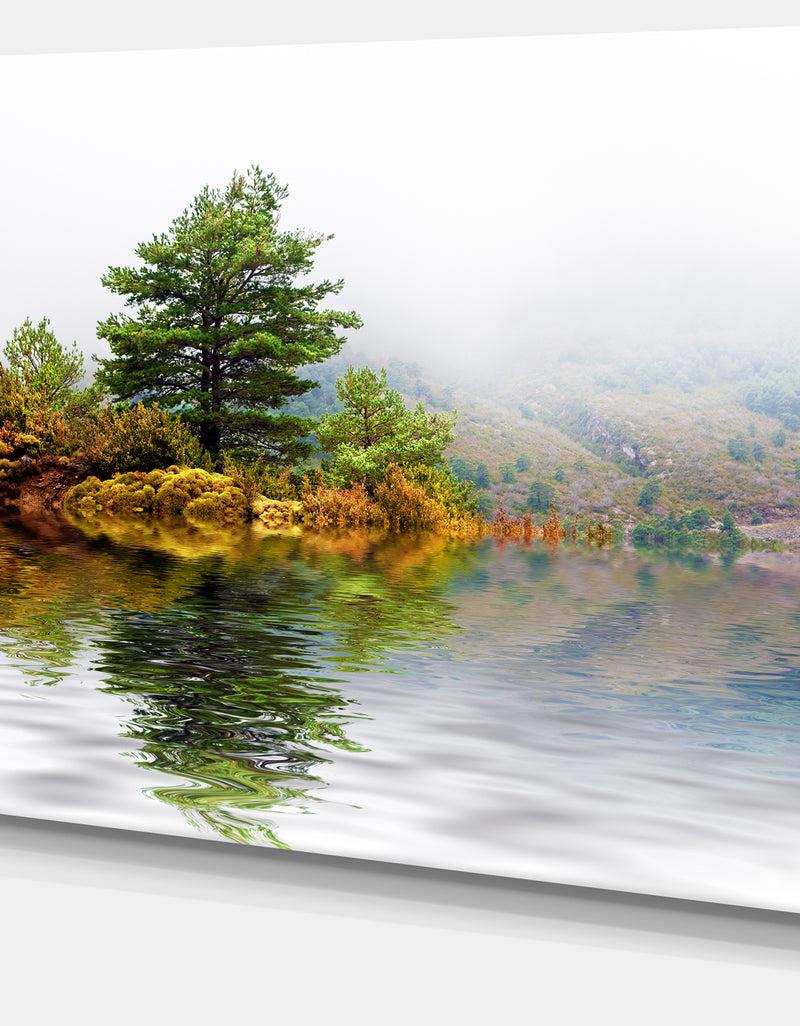 DesignQ Pine Tree With Reflection - Landscape Photo Canvas Print