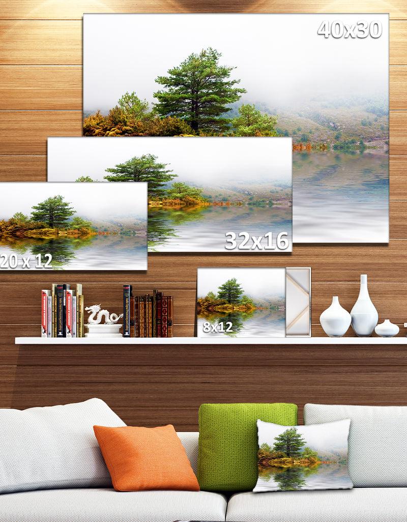 DesignQ Pine Tree With Reflection - Landscape Photo Canvas Print