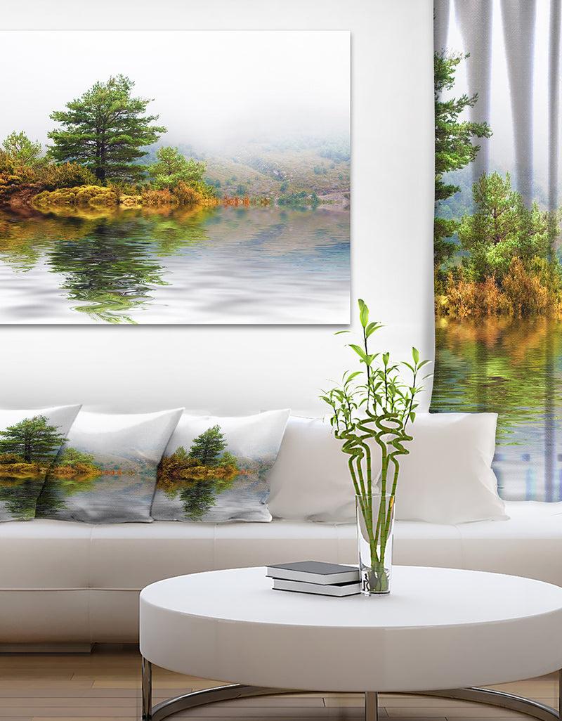 DesignQ Pine Tree with Reflection - Landscape Photo Canvas Print