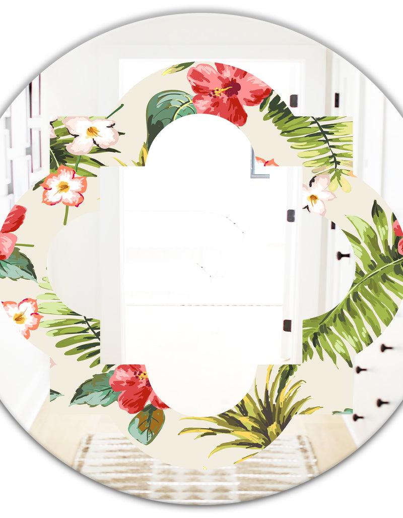 DesignQ Pineapple Summer Bliss IV - Cottage Round Or Oval Wall Mirror - Quatrefoil