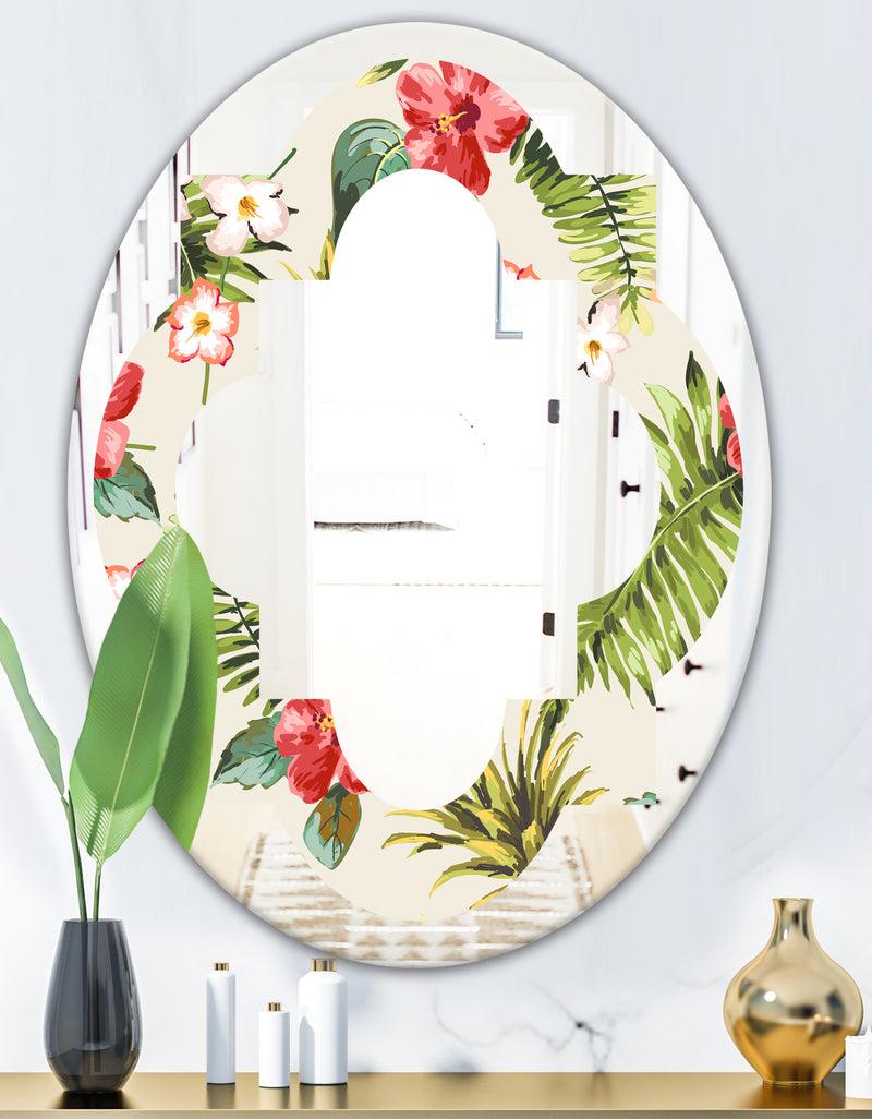 DesignQ Pineapple Summer Bliss IV - Cottage Round Or Oval Wall Mirror - Quatrefoil