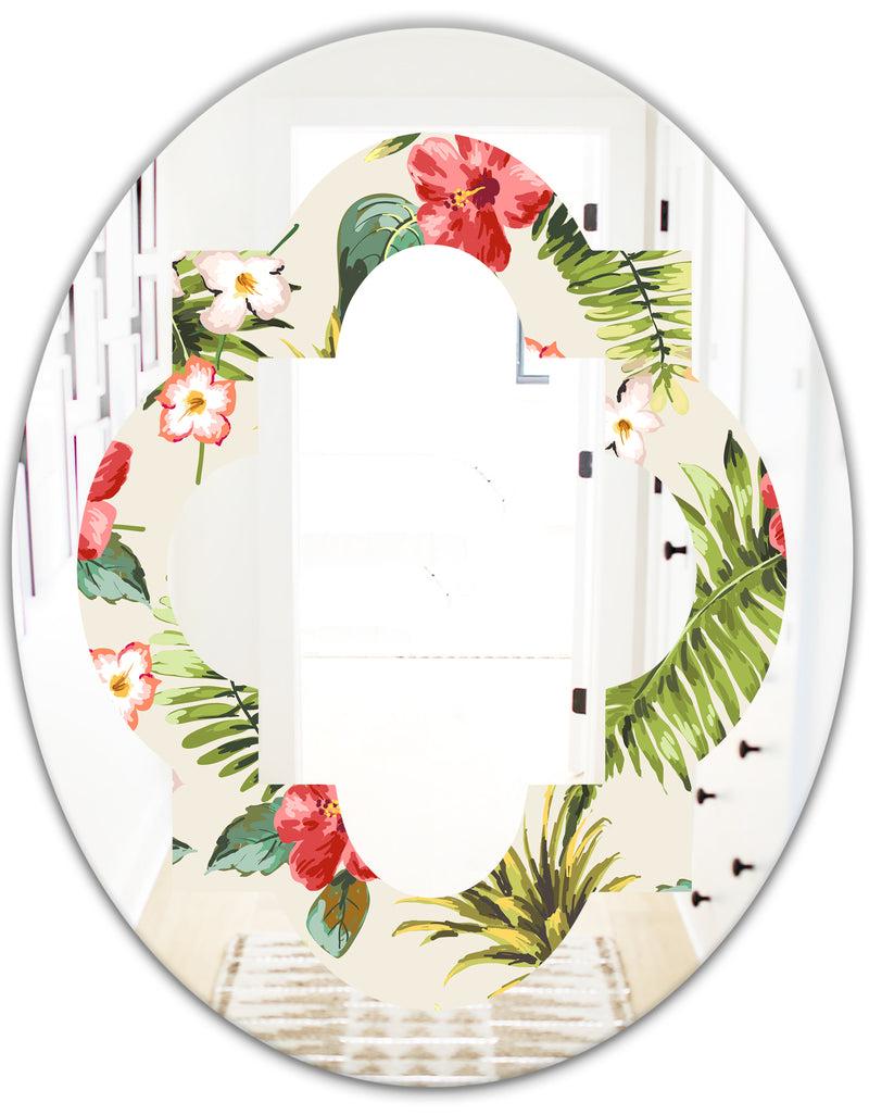 DesignQ Pineapple Summer Bliss IV - Cottage Round Or Oval Wall Mirror - Quatrefoil
