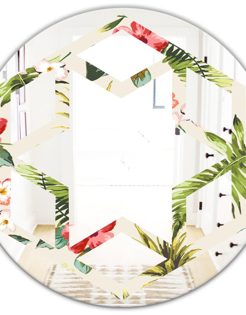 DesignQ Pineapple Summer Bliss IV - Cottage Round Or Oval Wall Mirror - Hexagon Star