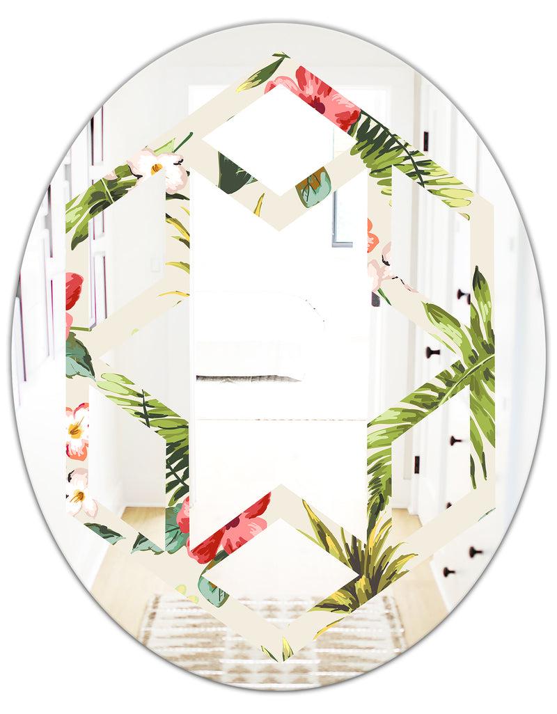 DesignQ Pineapple Summer Bliss IV - Cottage Round Or Oval Wall Mirror - Hexagon Star