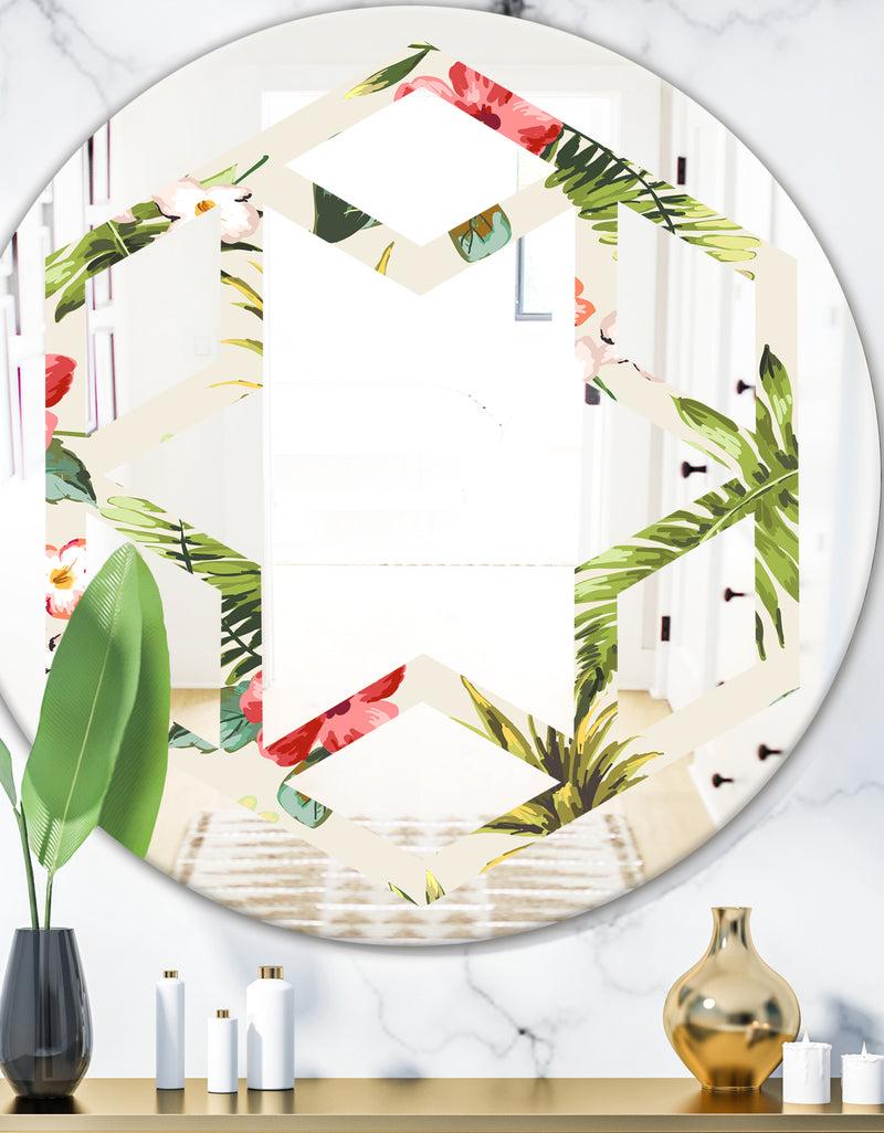 DesignQ Pineapple Summer Bliss IV - Cottage Round or Oval Wall Mirror - Hexagon Star