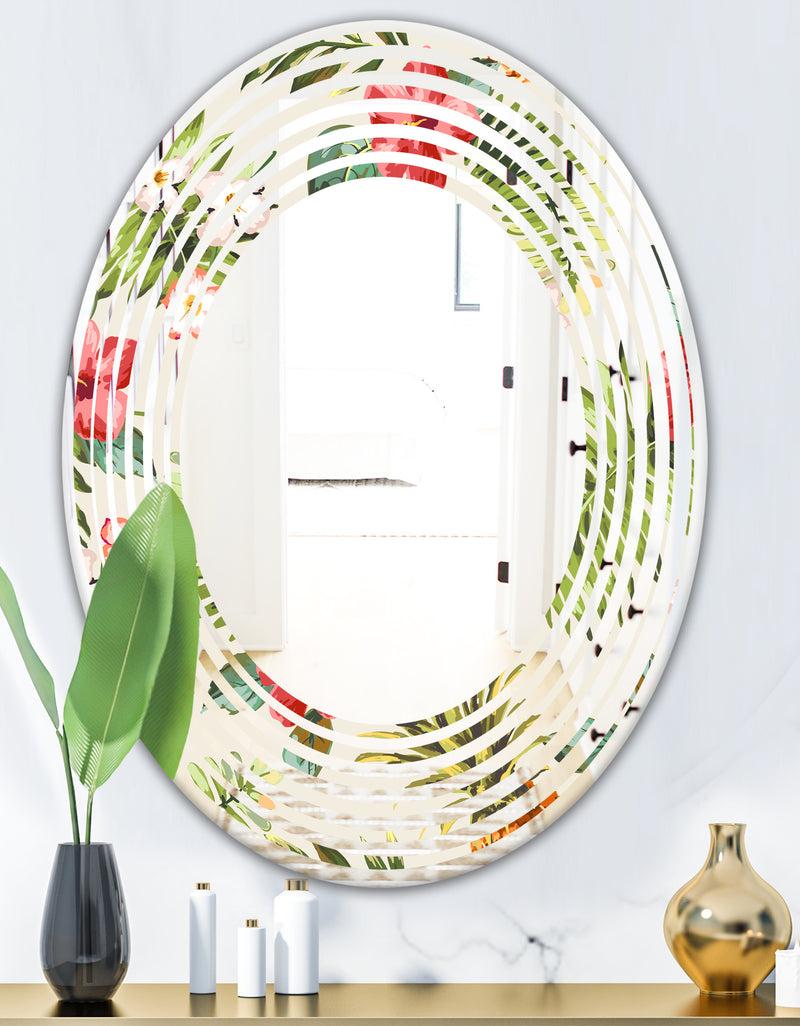 DesignQ Pineapple Summer Bliss IV - Cottage Round Or Oval Wall Mirror - Wave