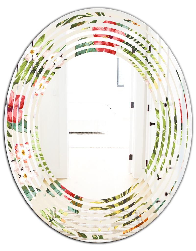 DesignQ Pineapple Summer Bliss IV - Cottage Round Or Oval Wall Mirror - Wave