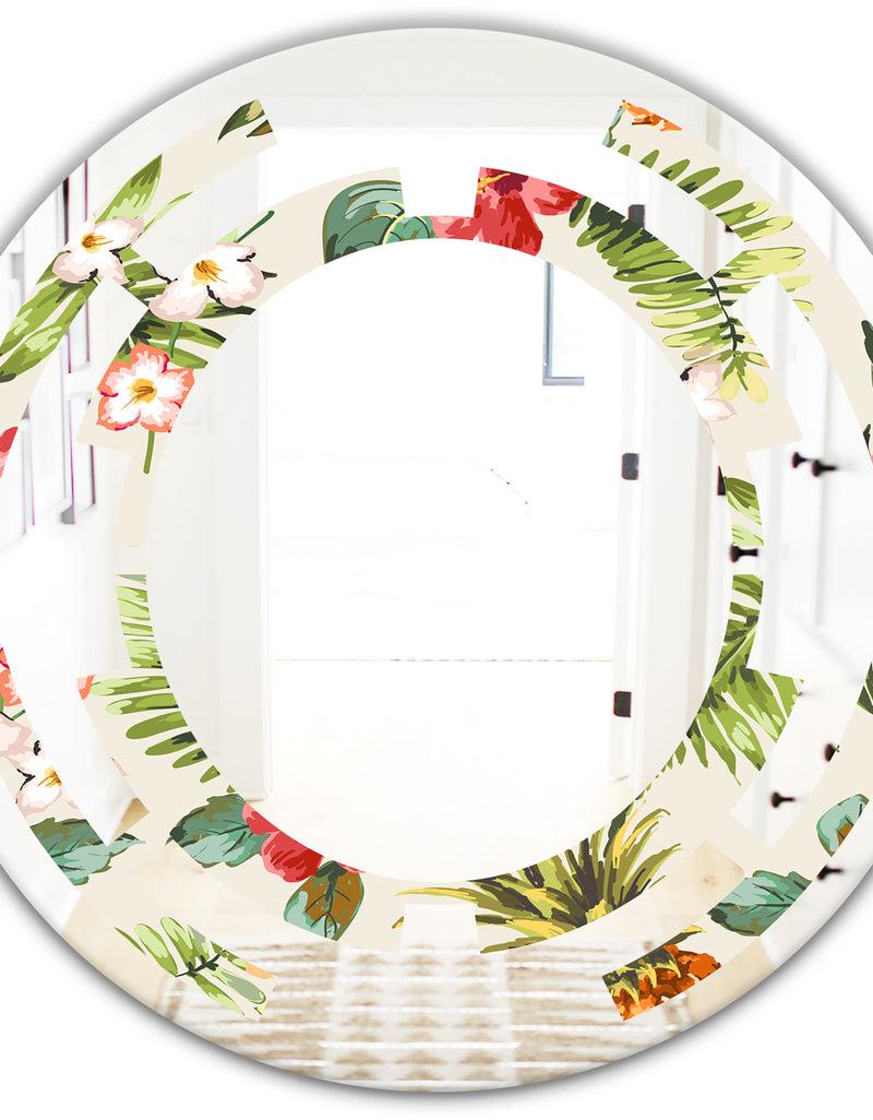 DesignQ Pineapple Summer Bliss IV - Cottage Round Or Oval Wall Mirror - Space