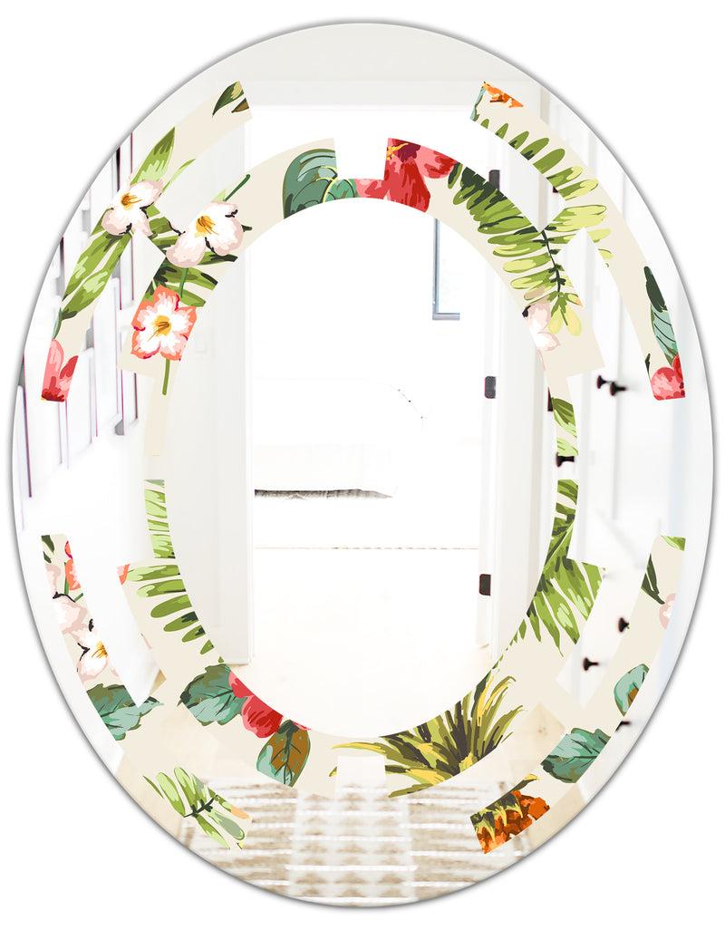 DesignQ Pineapple Summer Bliss IV - Cottage Round Or Oval Wall Mirror - Space