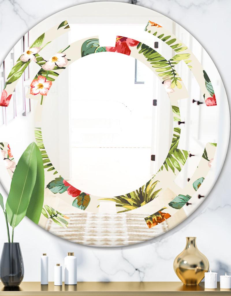 DesignQ Pineapple Summer Bliss IV - Cottage Round or Oval Wall Mirror - Space