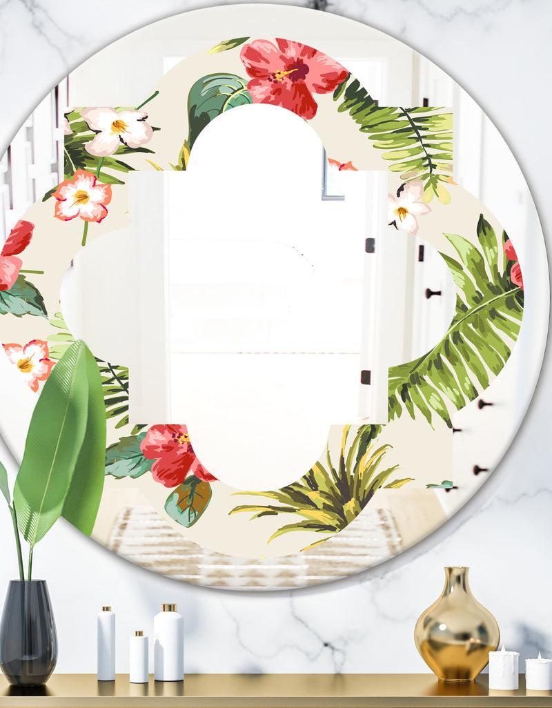 DesignQ Pineapple Summer Bliss IV - Cottage Round or Oval Wall Mirror - Quatrefoil
