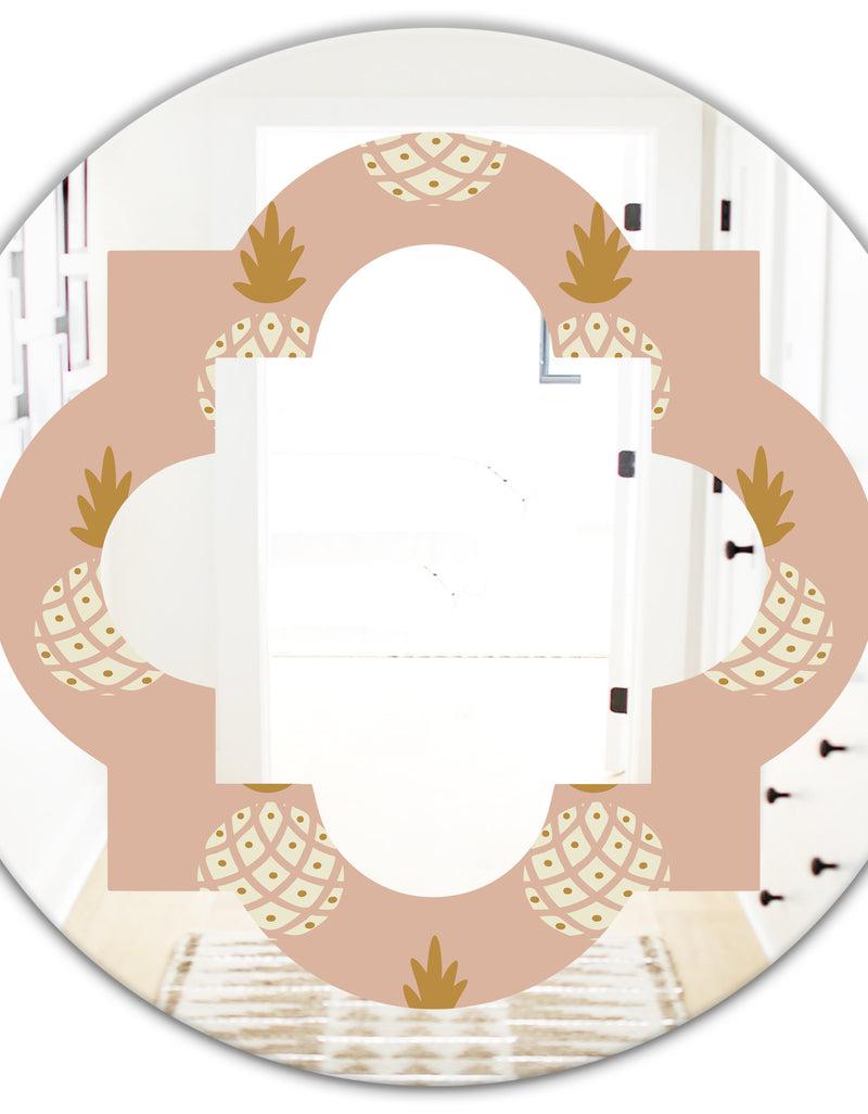DesignQ Pineapple Summer Bliss VII - Modern Round Or Oval Wall Mirror - Quatrefoil