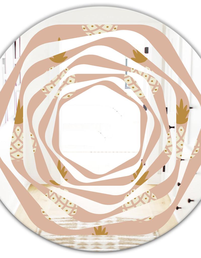 DesignQ Pineapple Summer Bliss VII - Modern Round Or Oval Wall Mirror - Whirl