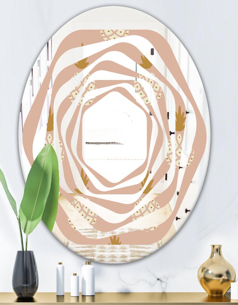 DesignQ Pineapple Summer Bliss VII - Modern Round Or Oval Wall Mirror - Whirl