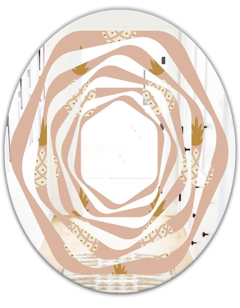 DesignQ Pineapple Summer Bliss VII - Modern Round Or Oval Wall Mirror - Whirl