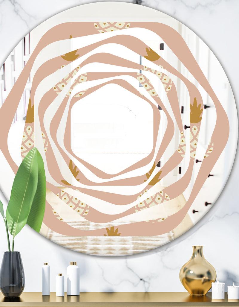DesignQ Pineapple Summer Bliss VII - Modern Round or Oval Wall Mirror - Whirl