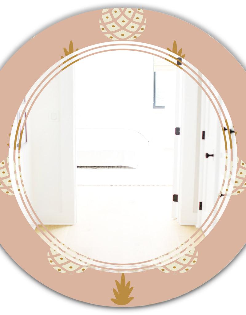 DesignQ Pineapple Summer Bliss VII - Modern Round Or Oval Wall Mirror - Triple C