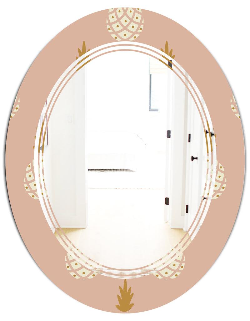 DesignQ Pineapple Summer Bliss VII - Modern Round Or Oval Wall Mirror - Triple C
