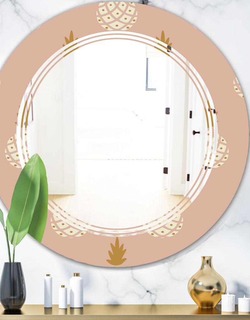 DesignQ Pineapple Summer Bliss VII - Modern Round or Oval Wall Mirror - Triple C