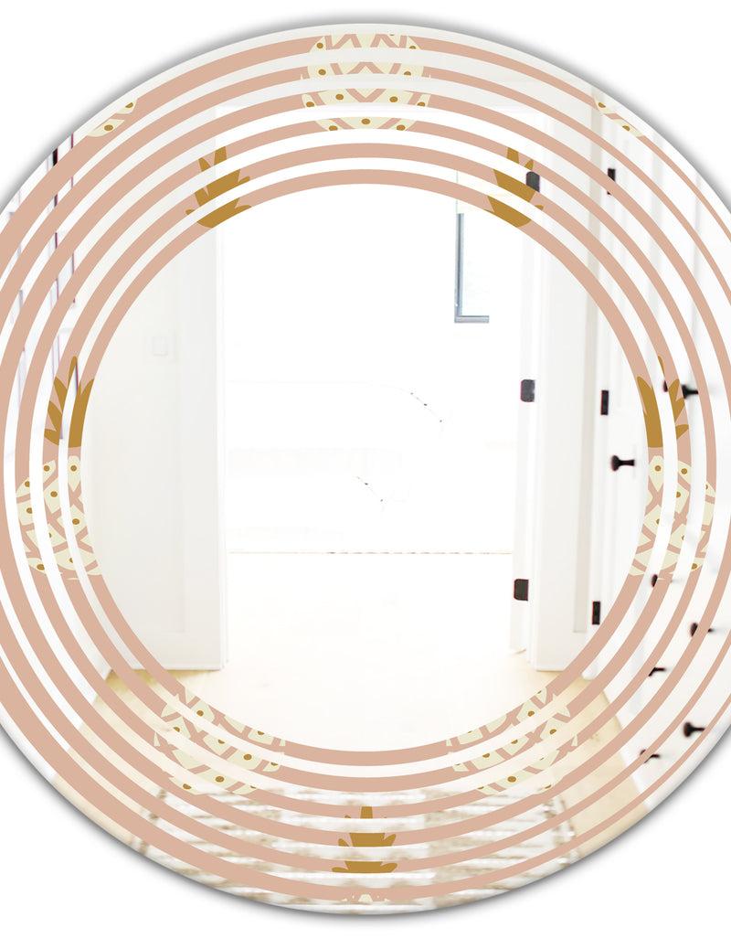 DesignQ Pineapple Summer Bliss VII - Modern Round Or Oval Wall Mirror - Wave