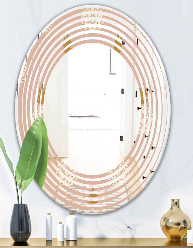DesignQ Pineapple Summer Bliss VII - Modern Round Or Oval Wall Mirror - Wave