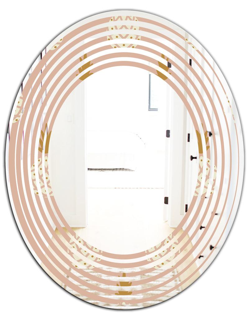 DesignQ Pineapple Summer Bliss VII - Modern Round Or Oval Wall Mirror - Wave