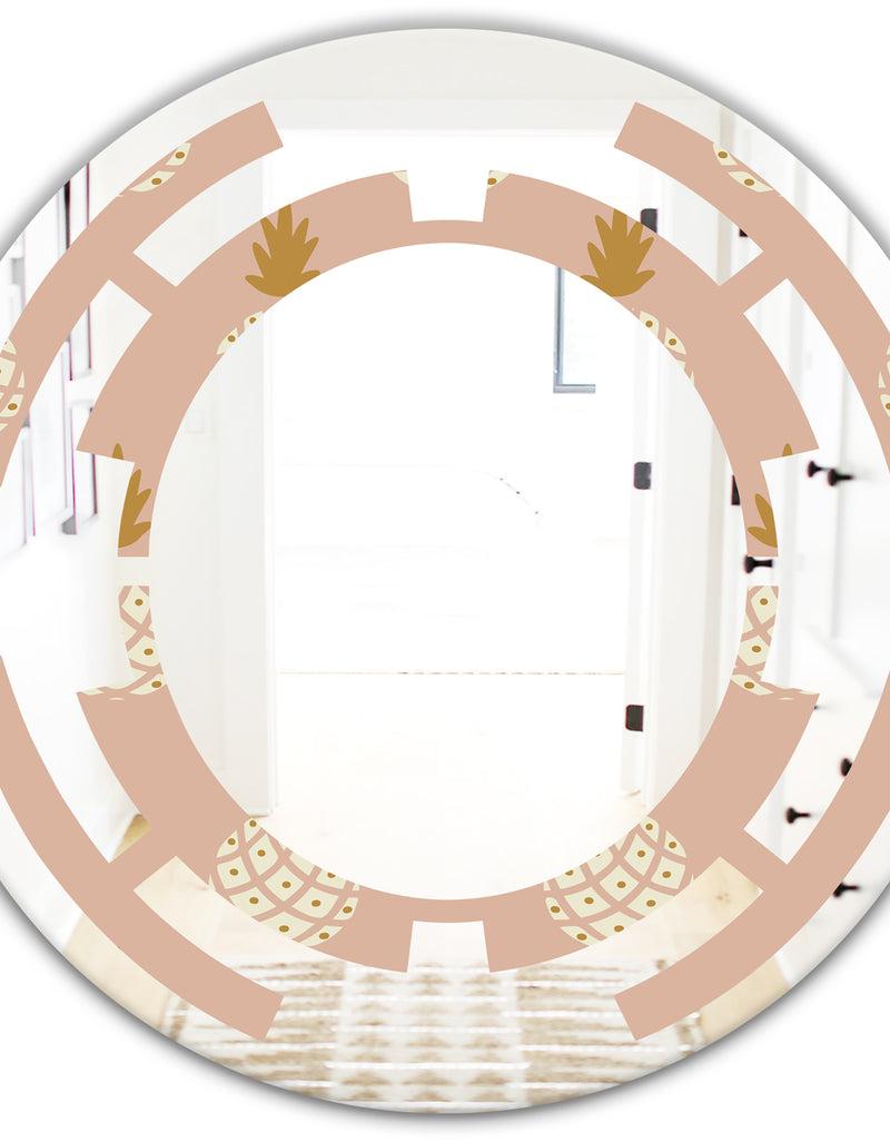DesignQ Pineapple Summer Bliss VII - Modern Round Or Oval Wall Mirror - Space