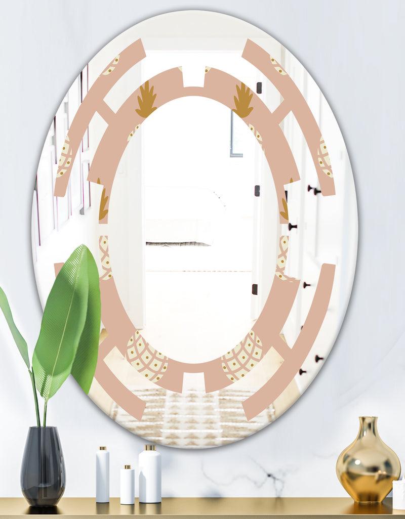 DesignQ Pineapple Summer Bliss VII - Modern Round Or Oval Wall Mirror - Space
