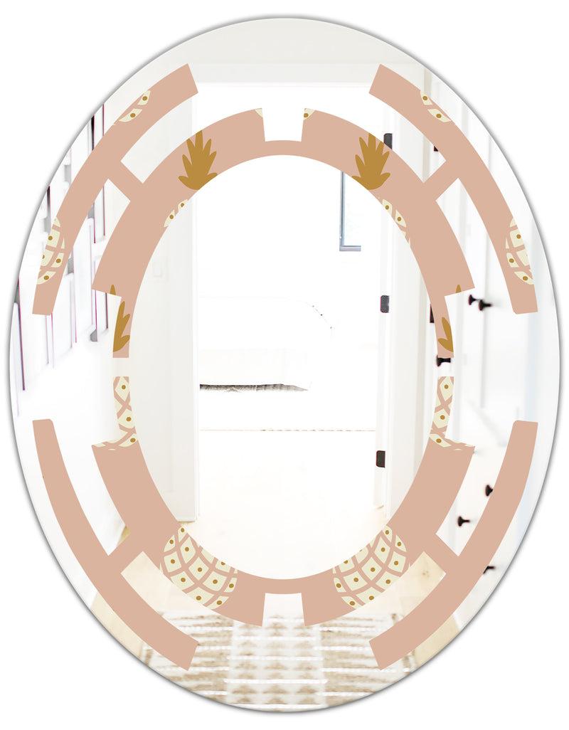 DesignQ Pineapple Summer Bliss VII - Modern Round Or Oval Wall Mirror - Space