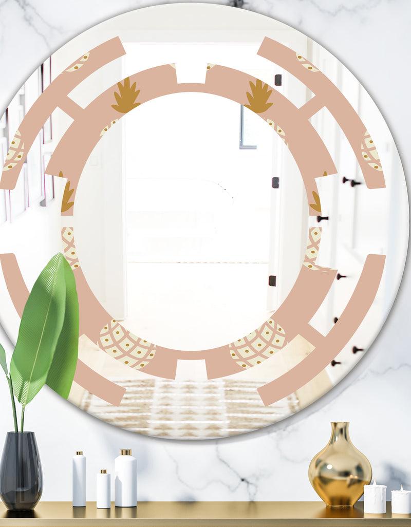 DesignQ Pineapple Summer Bliss VII - Modern Round or Oval Wall Mirror - Space