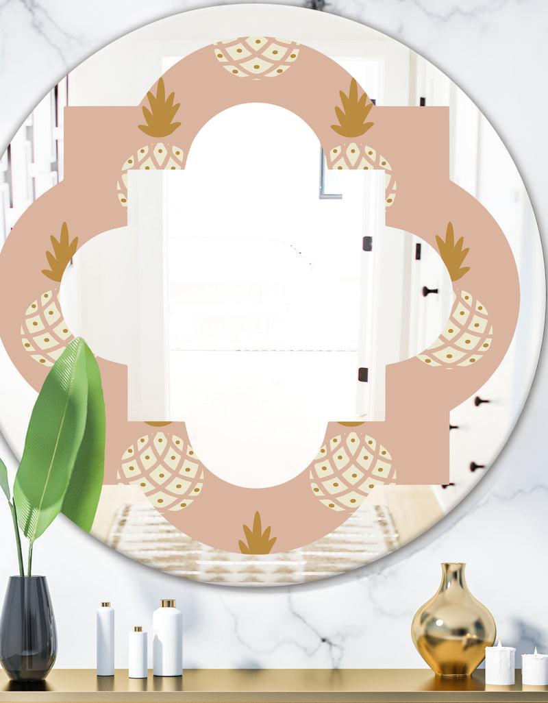 DesignQ Pineapple Summer Bliss VII - Modern Round or Oval Wall Mirror - Quatrefoil