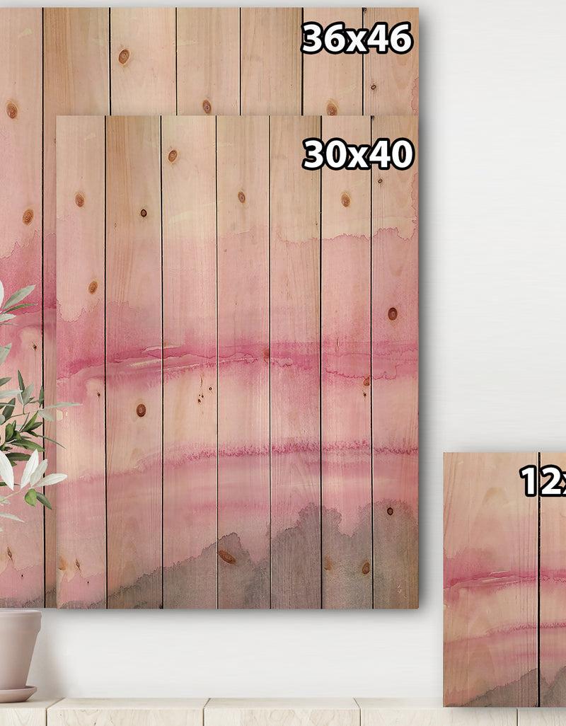 DesignQ Pink Abstract Watercolor - Shabby Chic Print On Natural Pine Wood